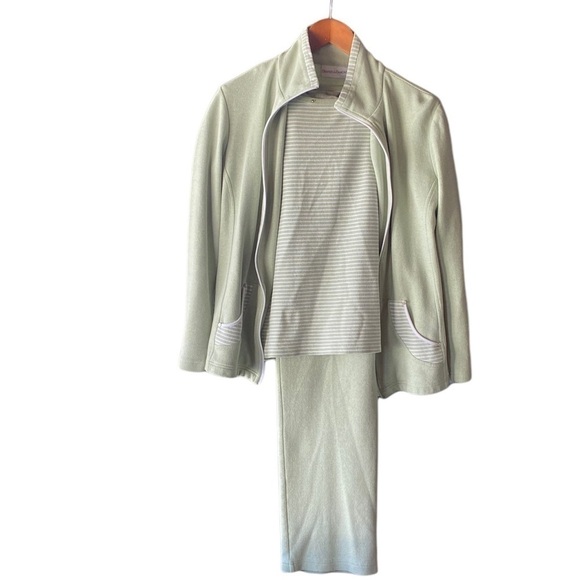 sage green cotton blend lounge set - Picture 1 of 15